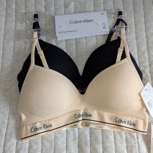 Calvin Klein Seamless Wireless Bra Set - Black and Tan